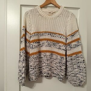 Sezane Cream and Gold Knit Sweater